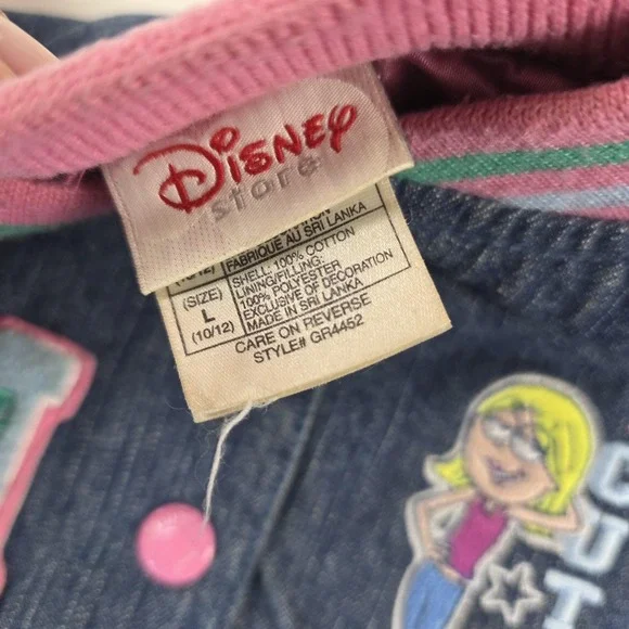 Vintage Disney Store Jacket Girls 10-12 Blue Pink Lizzie McGuire Varsity 2000s - Picture 7 of 14